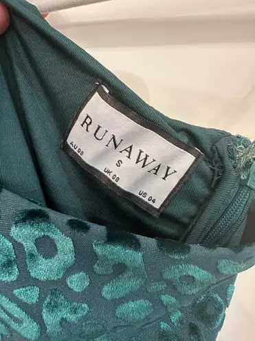 RUNAWAY THE LABEL Devin Green Leopard Mini Dress