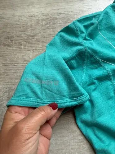 Icebreaker GT Rhythm Short Sleeves Cycling Jersey Top Sz M Merino Wool Teal Zip Blue Size M