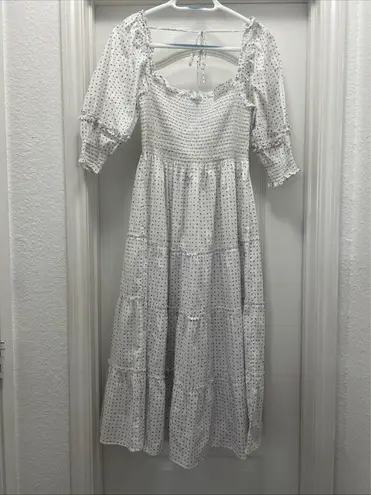 Hill House Home The Nap Dress Ellie Blue Micro Floral Cotton Smocked S