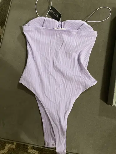 Timing Purple Ribbed Bodysuit