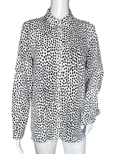 J Crew Shirt Womens Small Navy White Oncilla Print Button Up Work Casual Preppy