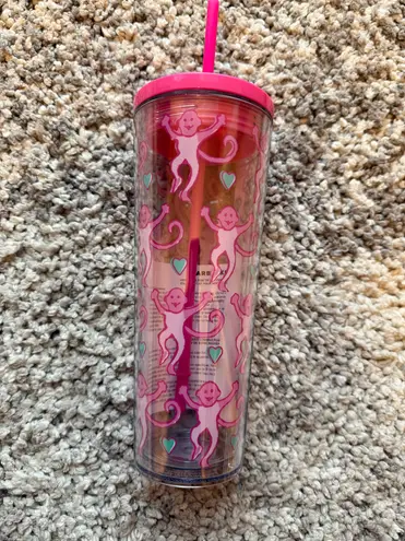 Roller Rabbit NEW Starbucks x Pink Monkey Tumbler 24 oz 2025 SOLD OUT COLLAB - Image 2