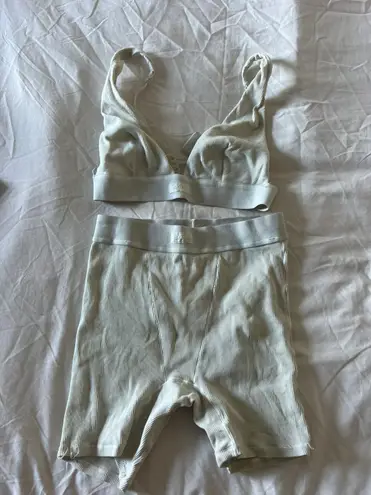 SKIMS Cream Bralette And Boxer Set