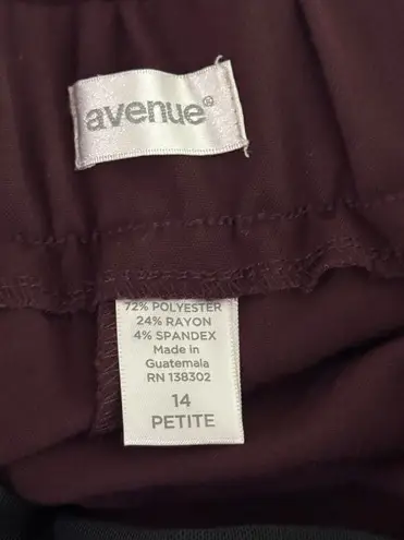 Avenue size 14 petite pull on pants with pockets, tommy panel control burgundy