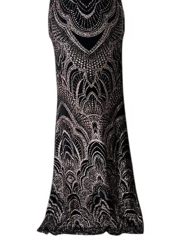 Jump $129 Apparel Women's Black Sleeveless Rosegold Glitter Gown Dress
