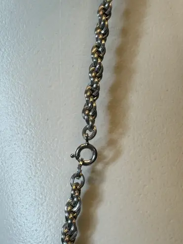 Twisted Chain Cross Pendant Necklace 30” Long Silver