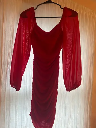 Amazon red long sleeve mini dress