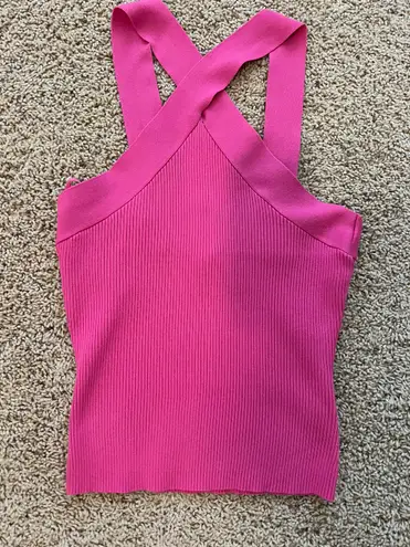 Skies Are Blue Hot Pink Sweater Cross Cross Tank Small NWT