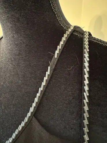 Ethereal by Paper Crane Black Cocktail Dress with Silver Beading L