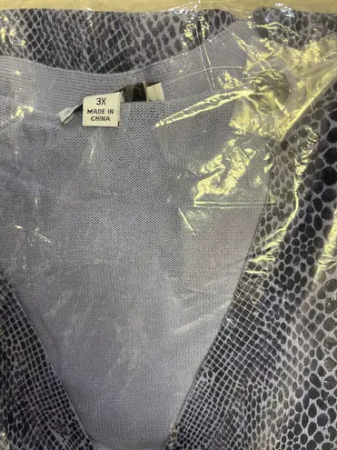 Isaac Mizrahi Live! Snakeskin Womens Cardigan Sweater Print Navy Blue A216599 3X