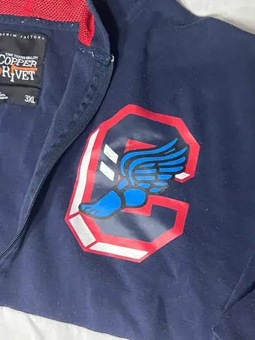 Copper Rivet Men's Red, White, Navy 1998 Full Zip Hoodie Size 3XL Blue