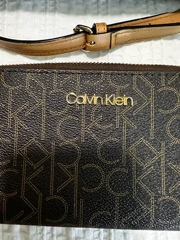 Calvin Klein Monogram Leather Crossbody Bag with Matching Wallet