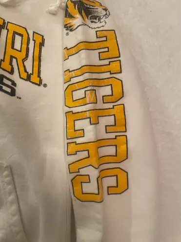 Russell Athletic Univ of Missouri Mizzou White Hoodie Sweatshirt Sz Sm
