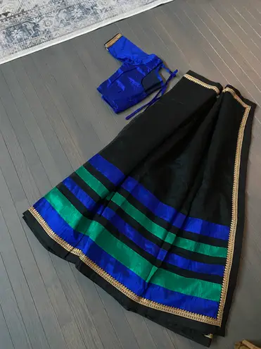 Indian pakistani jamdani type party wear sari with blouse Multiple