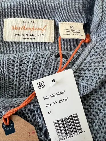 Weatherproof Vintage NWT Slub Pointelle Knit Mock Neck Sweater Dusty Blue Medium