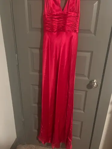 Papell Boutique Pink/Red Silk Halter Maxi Dress