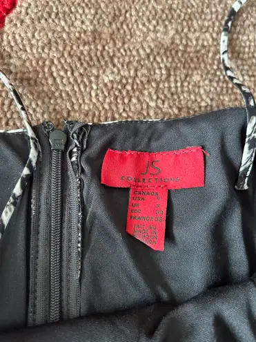 JS Collections Nordstrom Black and White Animal Print Spaghetti Strap Dress 6