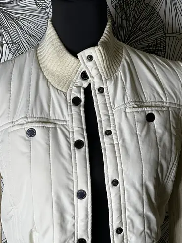 BCBGMAXAZRIA Puffer Knit Jacket In Cream