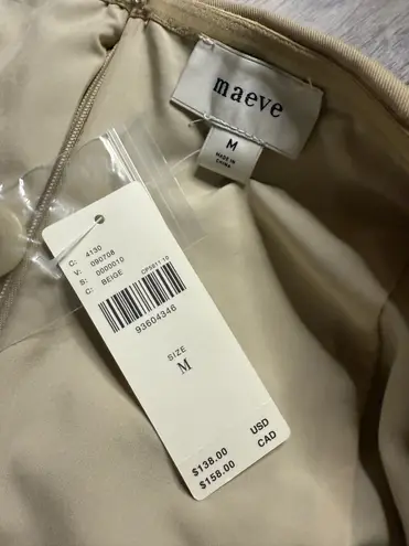 Anthropologie NWT Maeve khaki pleated dress