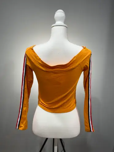 Heart & Hips CLEARANCE! Orange Boutique USA Striped Sleeve Crop Top Size M NWT