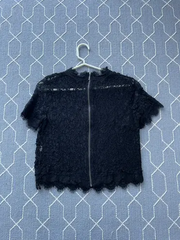 ZARA Trafaluc Black Lace Sheer Top Size Medium