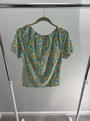 Cathy Daniels Multicolor Floral Sparkly Short Sleeve Top