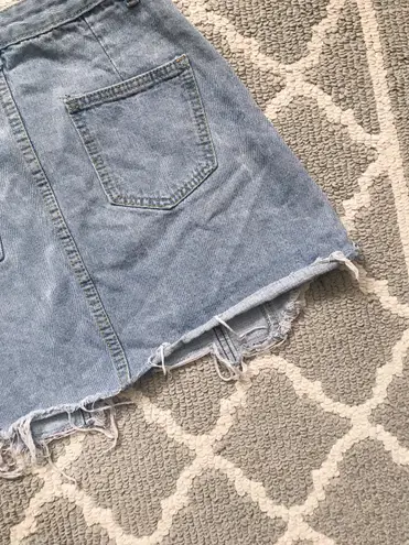 Boutique High Waisted Patch Denim Mini Skirt