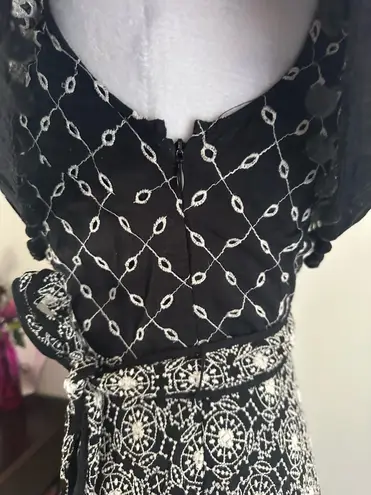 Marc Anthony By Anthropologie Embroidered Pommed Midi Dress Off The Shoulder Belted Sz 2