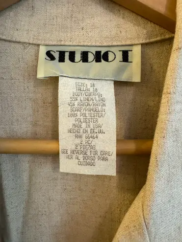 Studio I Vintage 90’s Linen Belted Jumpsuit Belted Dress Sz 18