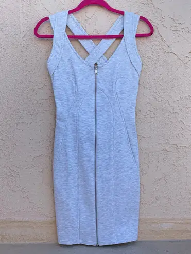 Alexander Wang Ponte Criss cross back zip front heather grey jersey dress size 2