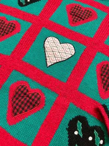 Jordache Vintage 90s  heart print green sweater