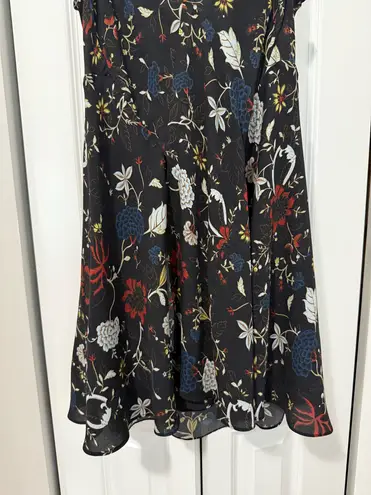 A.L.C. Black Floral 100% Silk Mini Dress (Size 0)