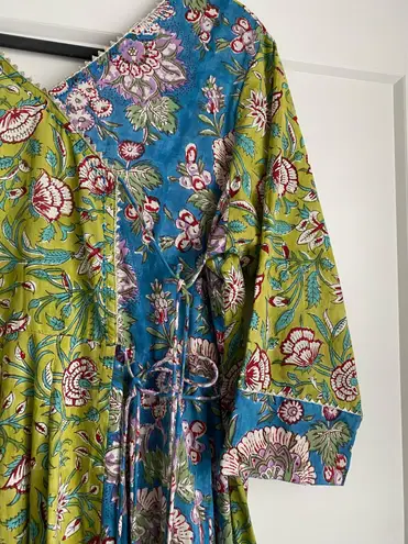 Shobitam 6M Flare Lime Green & Ferozi Angrakha Anarkali Dress Multiple Size XL