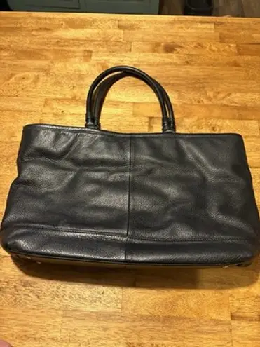 Tory Burch  Maisey Shopper Tote Handbag Soft Black Leather Gold Accents