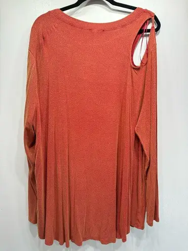 White Birch NEW Rust Orange Asymmetric Tunic with Shoulder Cutout Size 3XL
