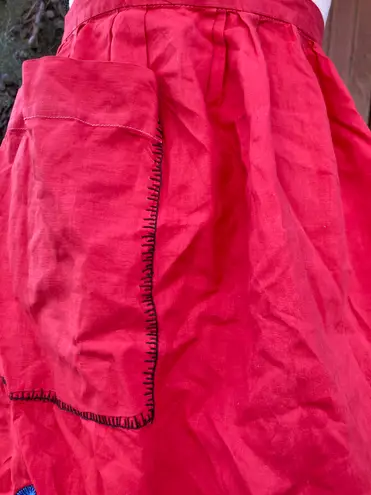 Vintage Handmade Red Yellow Appliqué Half Apron