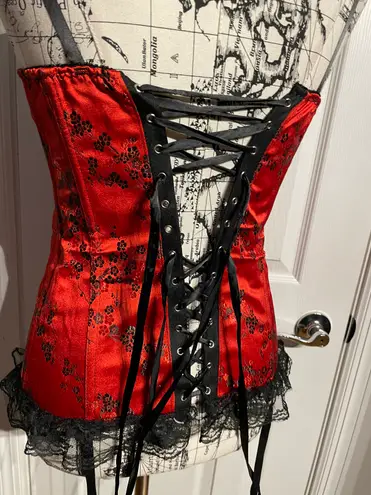 Vintage y2k Lace Floral Corset Steampunk Victorian Gothic Satin Multi Size M