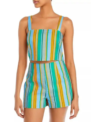 STAUD Rigina Linen Stripe Crop Top, Ibiza Stripe Size 14 New w/Tag Retail $195