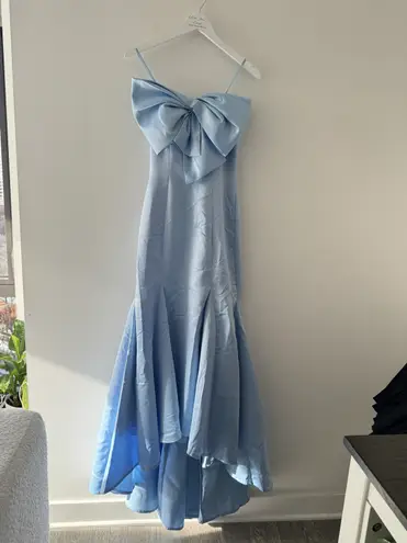 Mac Duggal Blue Strapless Bow Mermaid Gown