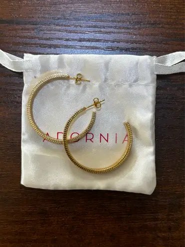 Adornia 14k Gold Plated Ripple Hoop Earrings NWT