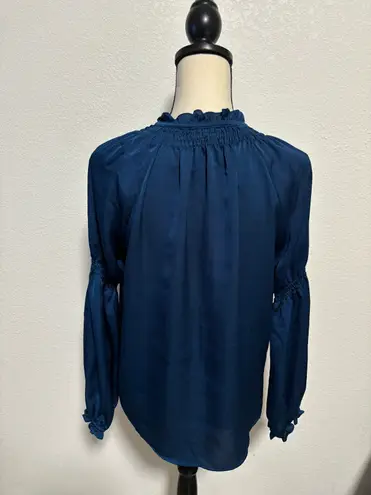 Current Air Dark Teal Modern Romance Tie Front Top