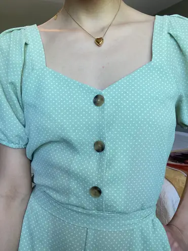 Sage Green Polka Dot Jumpsuit Size M