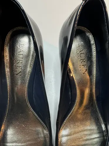 Ralph Lauren Black Patent Leather Kitten Heels Size 8.5