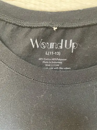 Wound Up Women’s juniors Black Cat Face spooky short sleeve Tee