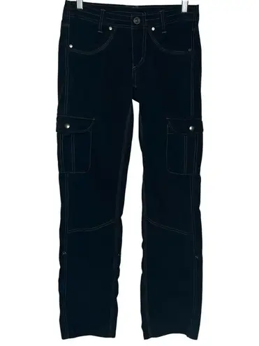 Kuhl Black Cargo Pants Sz 2 Roll Up Legs Snap Pockets Outdoor Hiking Adventure