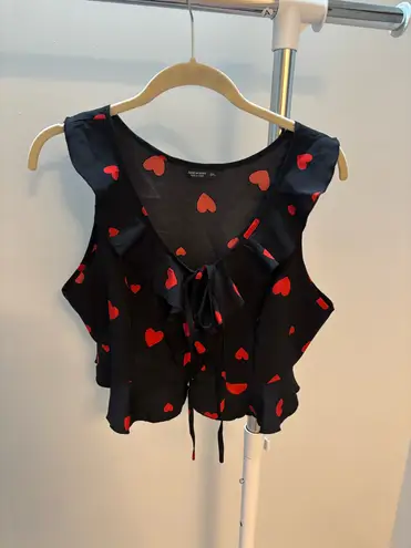 Shein Black and Red Heart Crop Top Size 0X