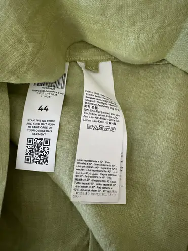 120% Lino Light Green Pencil Midi Skirt