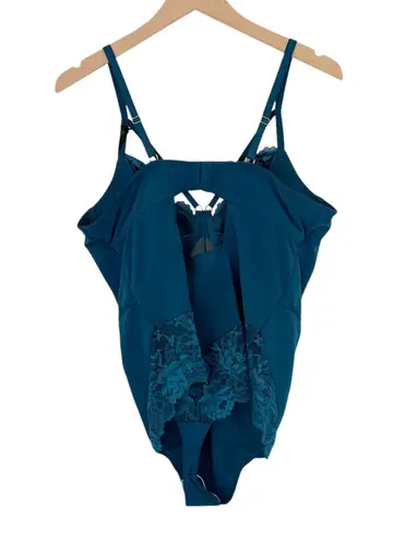 City Chic NWT Blythe Underwire Bodysuit Teal Lace Plus Size 42C/D Boudoir