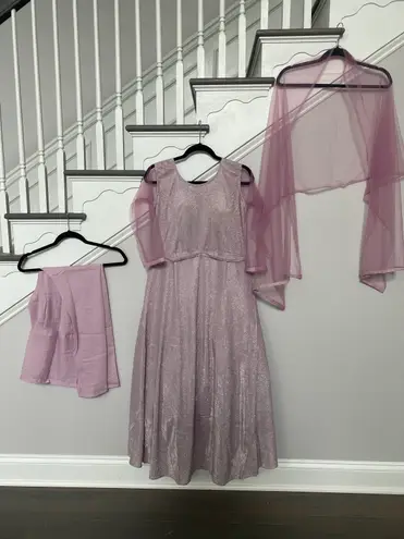 Indian Party Dress Bollywood Wear Designer Pakistani Glitter Gown Wedding suit Pink Size L