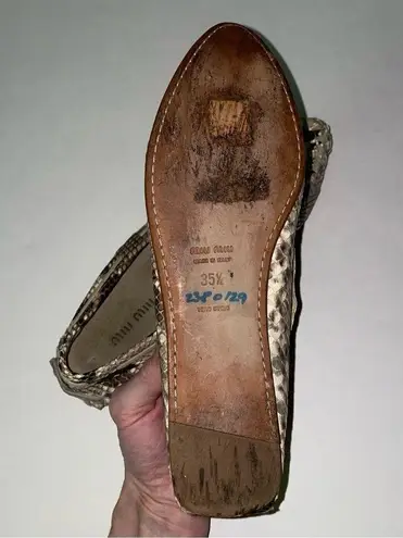 Miu Miu Prada Size 5 Python Flats Snakeskin Slip On Moccasin Pointed Toe Loafers